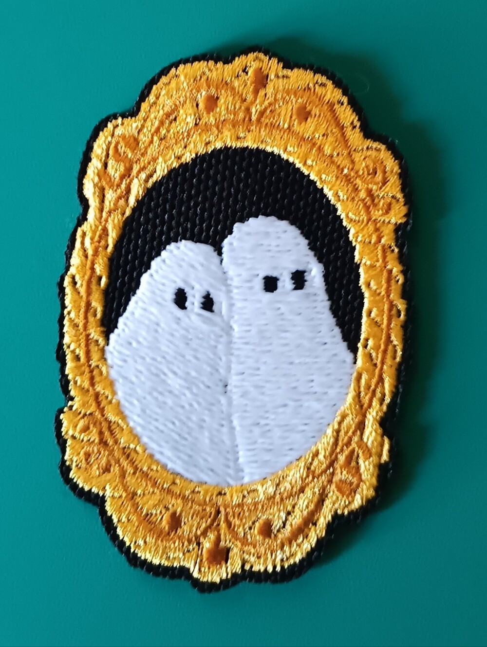 Glow In The Dark Ghost Framed Portrait Embroidered Iron On Jacket Patch Applique